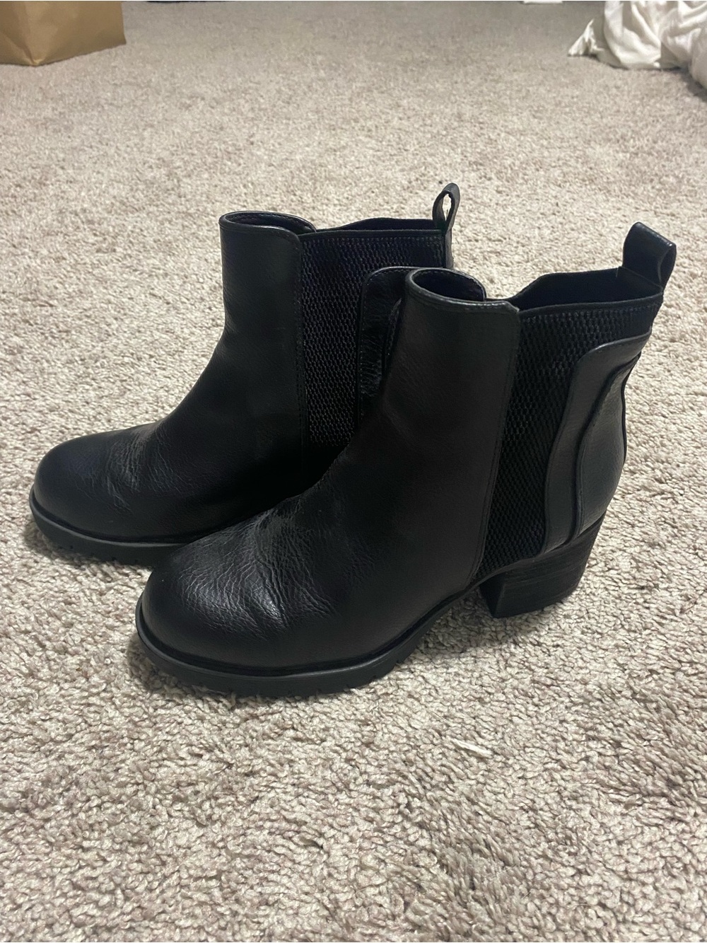 MIA Black Leather Chelsea Ankle Booties